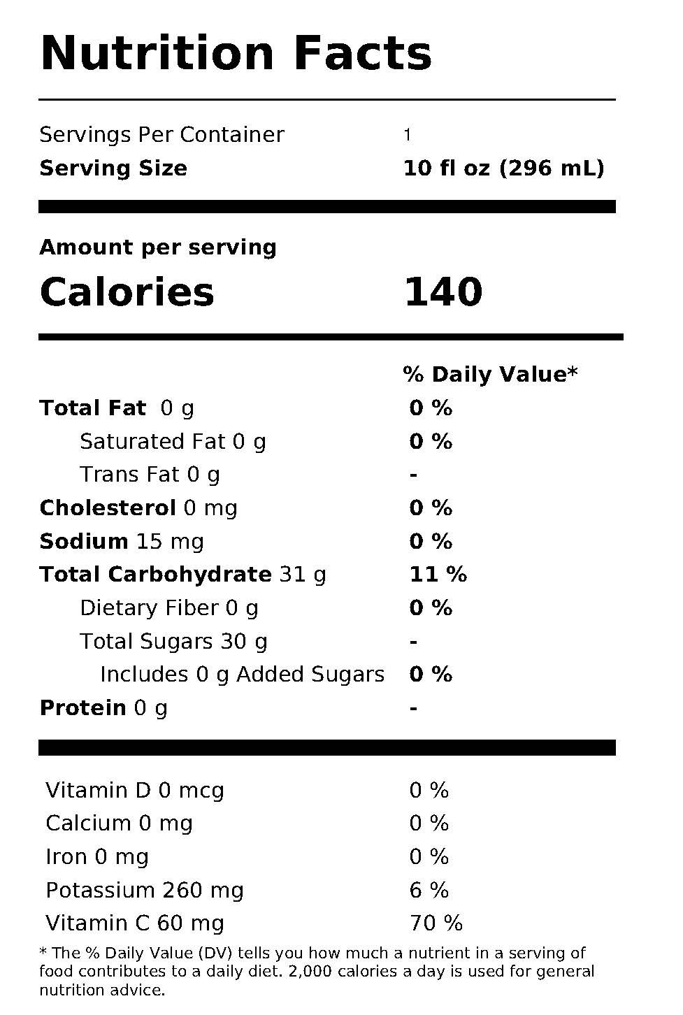 100% Juice - 24 Count Bulk Pack – Apple Nutrition Facts