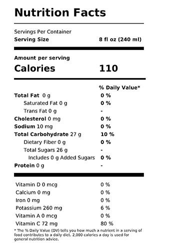100% Juice - Apple Nutrition Facts