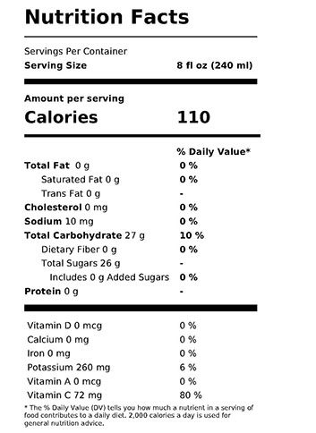 SIMPLY APPLE JUICE NUTRITION FACTS