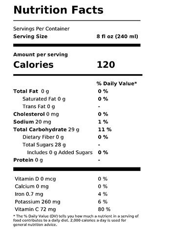 100% Juice - Cranberry Apple Nutrition Facts