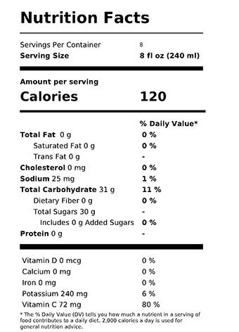 100% Juice - Cranberry Pomegranate Nutrition Facts