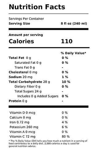 100% Juice - Cranberry Raspberry Nutrition Facts