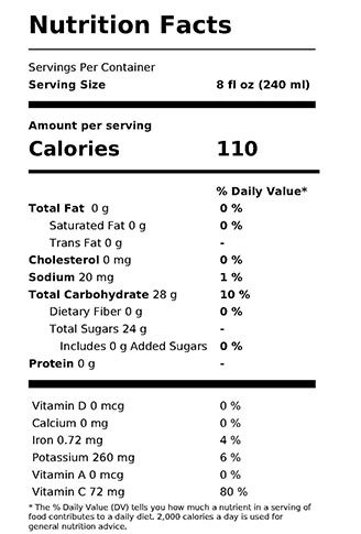 100% Juice - Cranberry Raspberry Nutrition Facts