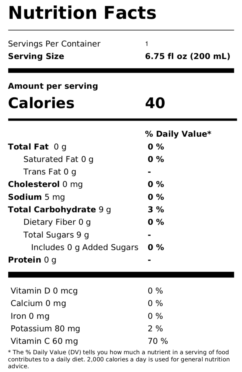 Organic Quenchers - Berrylicious Lemonade Nutrition Facts