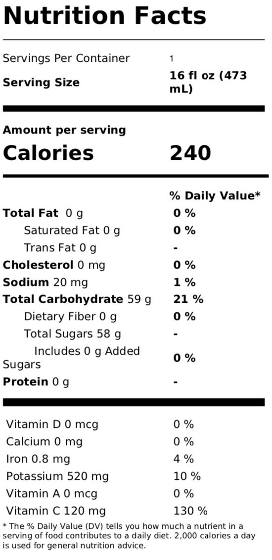 On the Go - Strawberry Mango Passion Nutrition Facts