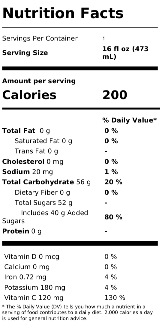 On the Go - Pineapple Cocktail Nutrition Facts