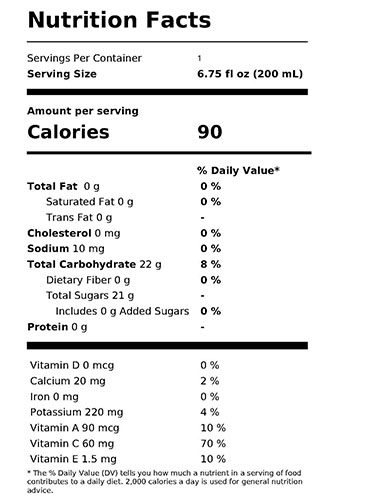 100% Juice - Strawberry Kiwi Nutrition Facts